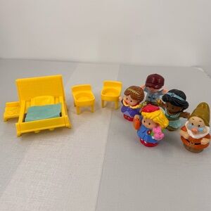Lot Of 10 Little People And Furniture Jasmine Dwarf Princess Mechanic Farmer